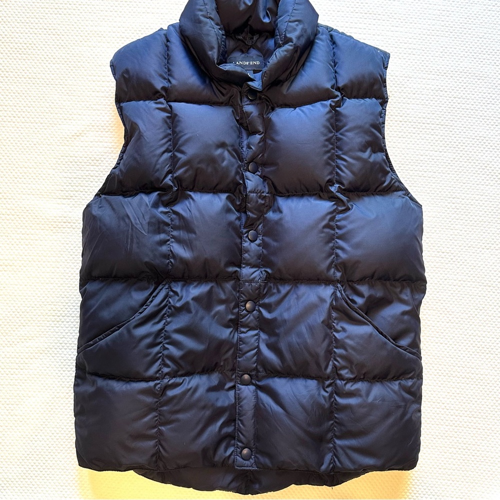 Lands' End Goose Down Puffer Vest Navy Blue Like New Gorpcore Outdoor Cozy